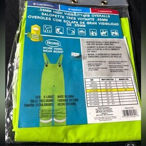 Boss Rain 3PR0351NX premium hi-vis bib overall in 0.35mm fluorescent green XL